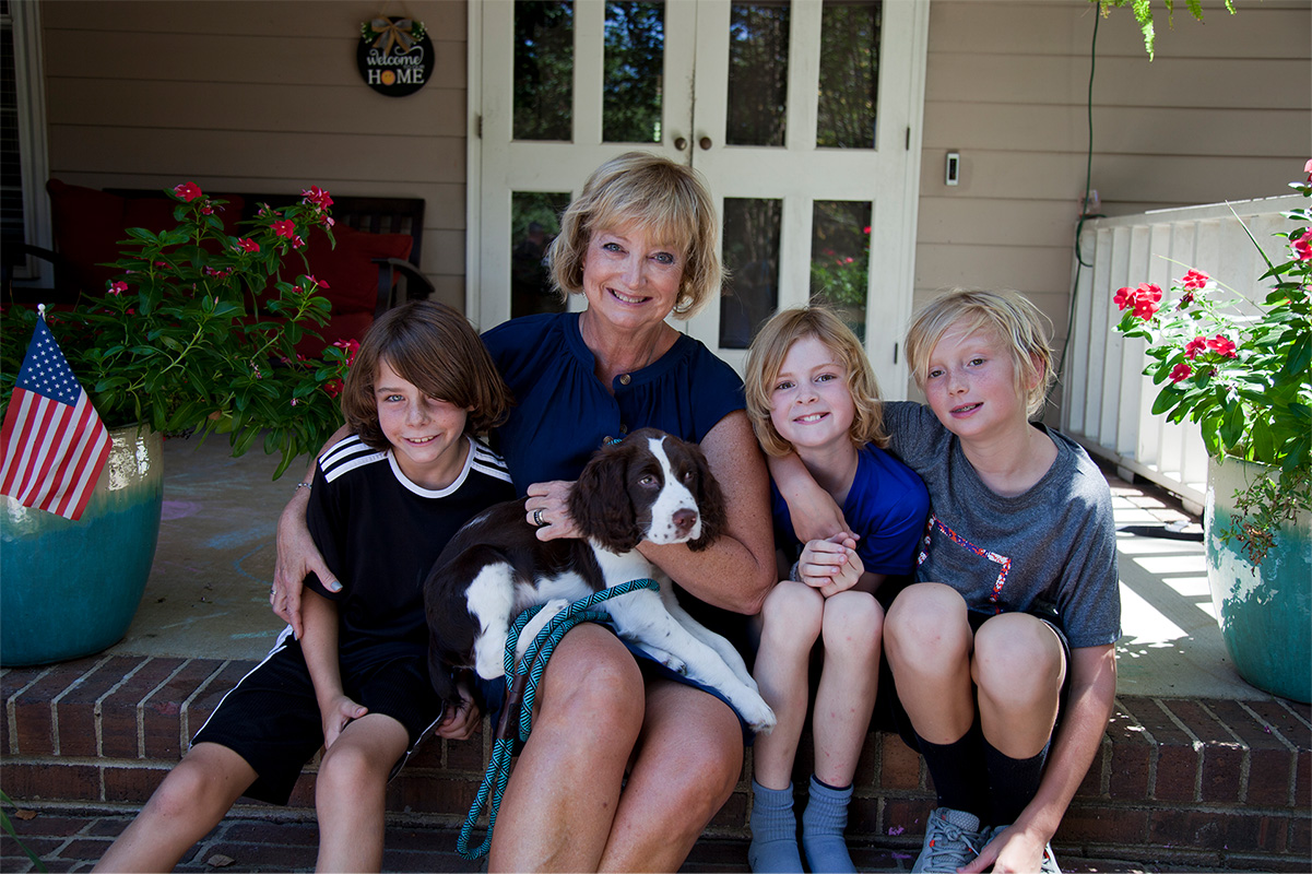 Lisa Cline with kids and dog